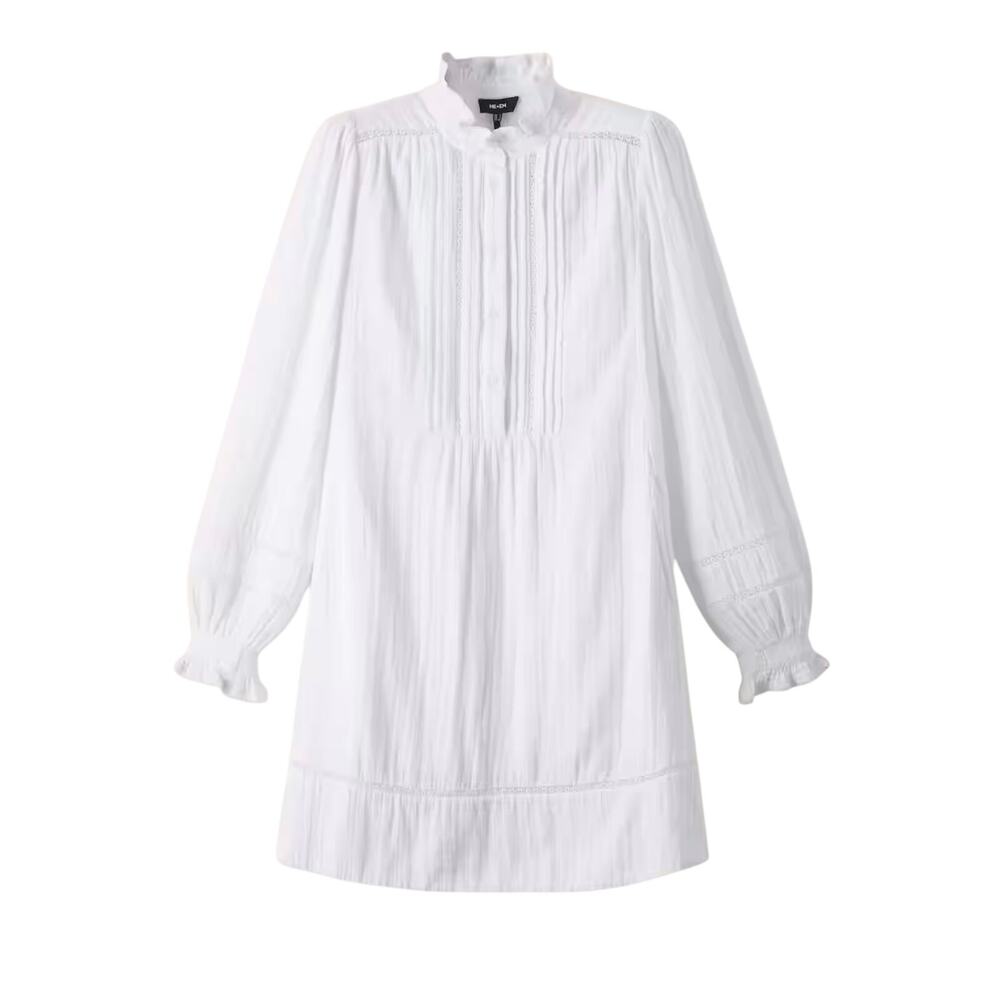 ME+EM cheese cloth gauze trim details short sing dress cotton long sleeve size 2
